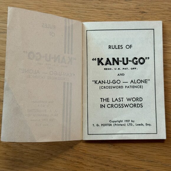 Vintage KAN-U-GO Crossword Card Game, Copyright 1937 - Picture 8 of 11